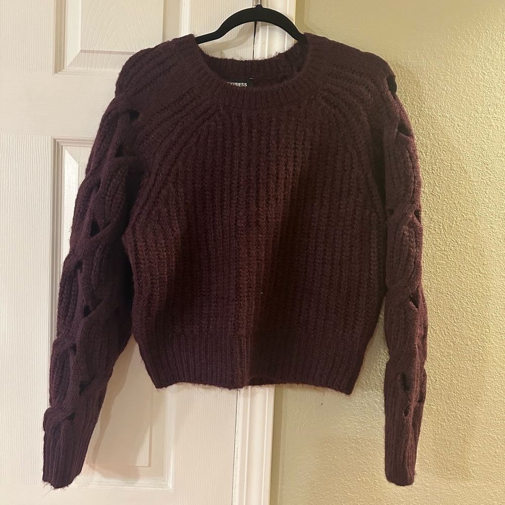 Express Women's Cable Knit Sweater - purple